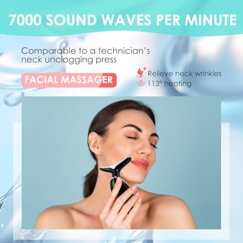 Facial Massager Red-Light-Therapy-for-Face and Neck, Face 𝖲 culpting Wand with 7 Color (Bright Black) - color: Bright Black