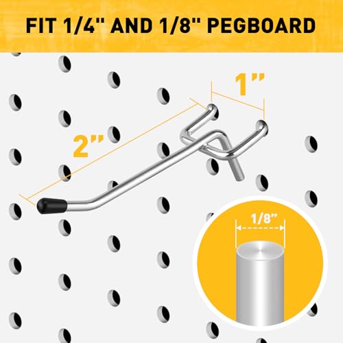 ELEAD 105-Piece 2 Inch Pegboard Hooks, Heavy Duty Peg Board Organizer Accessories, Peg Board Tool Hangers Fit for 1/4" and 1/8" Pegboard Hanging Tools Garage, Workshop, and Craft Storage - style: 105-Piece 2 Inch