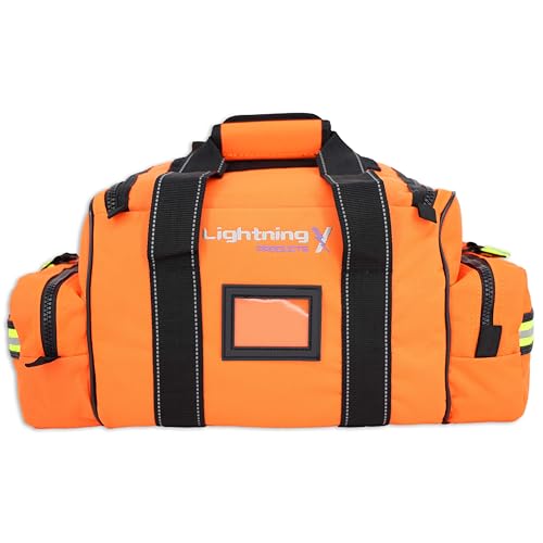 Lightning X Customizable Large EMT Medic First Responder EMS Trauma Jump Bag w/Embroidered Name - Orange - color: Orange