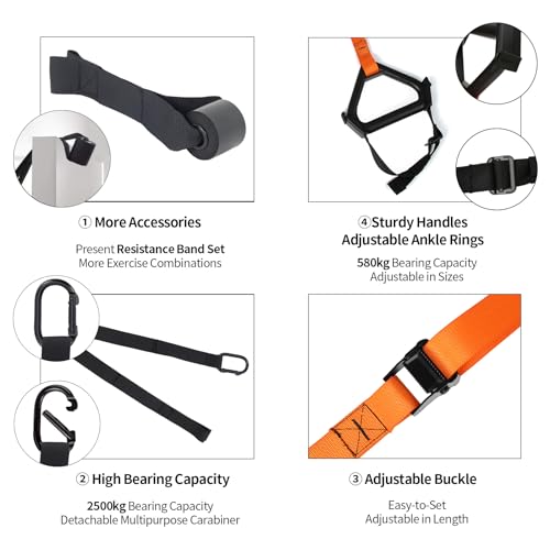 Moulyan Bodyweight Resistance Training Straps,Training straps Complete Home Gym Fitness Trainer kit for Full-Body Workout Easy Setup Gym Home Outdoors