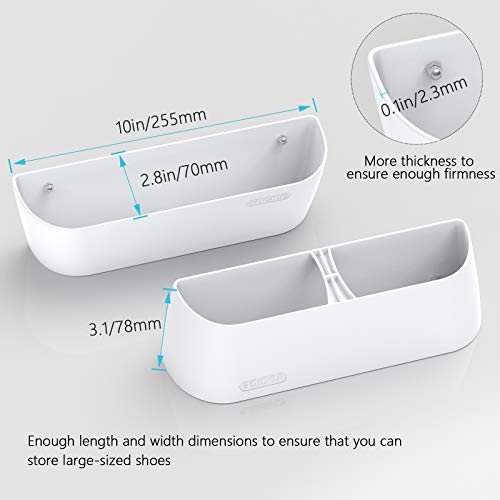 Wall Mounted Shoes Rack 4Pack with Sticky Hanging Strips, Plastic Shoes Holder Storage Organizer,Door Shoe Hangers (SM03-White-4) - color: SM03-White-4