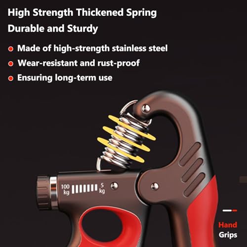 Grip Strength Trainer Forearm Strengthener 11-220 lbs Adjustable Resistance | Automatic Counting, Ergonomic Design, Ideal Device for Grip Strengthening, Arthritis Relief, Hand Physical Therapy & Rehab - color: Gray