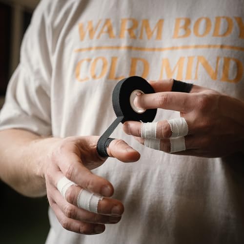 WARM BODY COLD MIND Athletic Finger Tape - 0.5inch x 33ft - Sport Tape for Fingers, Strong Hand Wrap for Crossfit, Weightlifting, Jiu Jitsu, Rock Climbing - color: 3 Rolls Black/White (33ft)