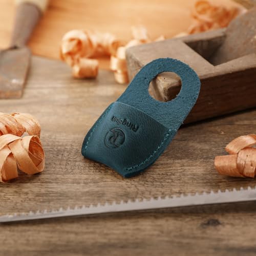 Thumb Guard Wood Carving Tools, Leather Finger Protector, Handmade Carpenter Working Carving Kit Accessories, Blue - color: Blue