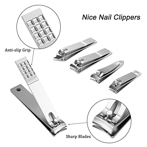 Cater Manicure Nail Clippers Kit - 31Pc Stainless Steel Nail Grooming Set with Luxurious Travel Case (Black) - color: Black