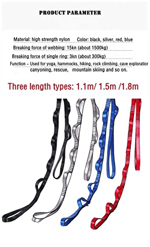 2Pcs Adjustable Anti-Gravity Chrysanthemum Swing Flying Stretch Belt Rope Climbing Daisy Chains Extension Yoga Belt Hanging - color: Grey, size: 1.5M