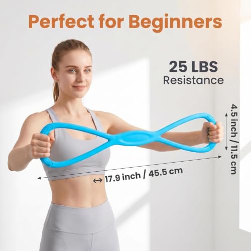 Figure 8 Resistance Band, Figure 8 Resistance Bands for Women Men,Resistance Band Figure for Working Out, Non-Slip Handles, Home Gym, Yoga & Physical Therapy - color: 25 LBS BLUE