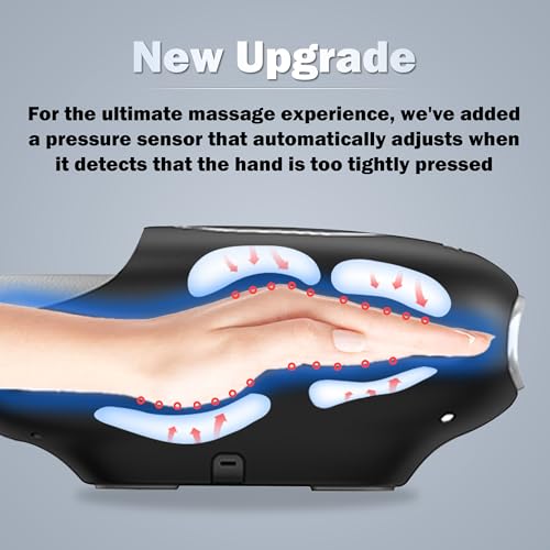 Hand Massager with Heat and Compression for Arthritis and Carpal Tunnel Relief, Finger Wrist Massager with 9 Modes & Hot Cold Therapy, Gifts for Women Men, Black - color: Black