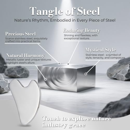 Stainless Steel Gua Sha Facial Tools | Premium Face & Body Massage Scraper for Skin Tightening & Sculpting | Gua Sha Beauty Tool for Jawline, Neck & Eyes with Travel Pouch – Perfect Skincare Gift - color: Silver Ss