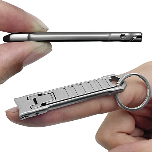 Nail Clippers for Natural Finger Nails Ultra Thin Mini Travel Portable Folding Wide Jaw Cutter with Glass Nail File Curved Trimmer for Fingernail Toenail, with Keychain(X021DB-S) - size: Mini