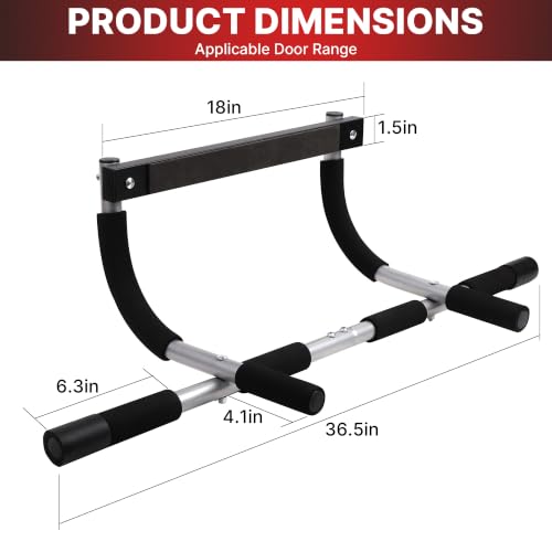 TOPOKO Pull Up Bar for Doorway, Heavy Duty Chin Up Station for Home Gym, Multi-Grip or Adjustable Door Frame Exercise Equipment for Upper Body Strength Training