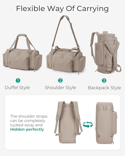 BAGSMART 4-IN-1 Gym Bag for Women Men, TSA Duffle Bag for Travel | With Shoe Compartment & Wet Pocket, 22L/30L/38L Tactical Backpack with 40oz Water Bottle Holder, Lightweight, Water-resistant - color: B-Black
