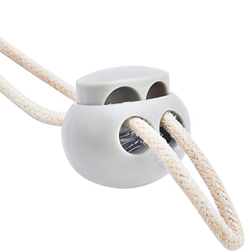 DYZD Plastic Cord Lock End Toggle Double Hole Spring Stopper Fastener Slider Toggles End (White 10PCS) - color: White