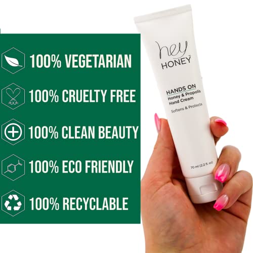 Hey Honey Hand Cream for Extremely Dry Cracked Hands & Elbows - Instant Relief with Shea Butter, Honey & Propolis - Cracked Skin Repair Moisturizer - Fast Absorbing 2.2 Oz (Pack of 2) - size: 2.2 Fl Oz (Pack of 2)