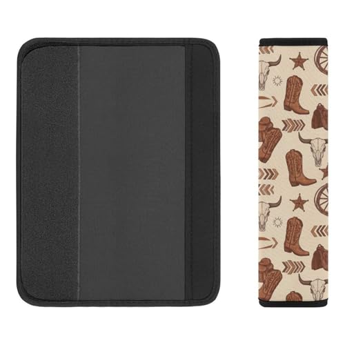 2 Pack Universal Fit Seat Belt Shoulder Pad for Kids, Car Seats Pushchair Strollers High Chair Pushchair, Western Cowboy Brown Shoulder Protector, Anti-Slip Pad - color: Pattern 478