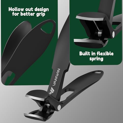 Toenail Clippers for Seniors Thick Toenails, Angled Head Large Toe Nail Clippers for Men with Wide Jaw Opening, Sharp Heavy Duty Fingernail Clipper with Catcher Nail Cutter Long Handle Black - style: Black