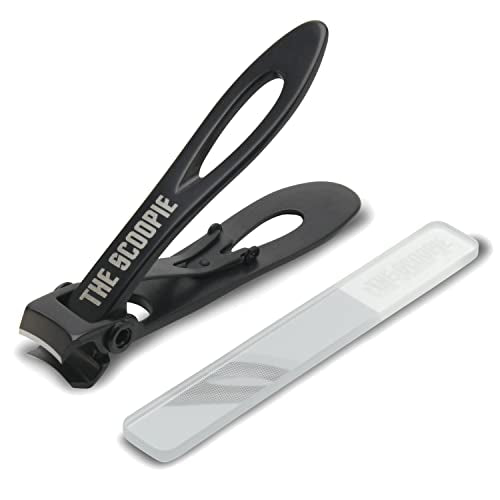 15mm Wide Jaw Stainless Steel Nail Clippers - Men & Women - Black Standard | Toenail clippers and fingernail clipper with nano fiber file, manicure pedicure set for adults, compact travel grooming tool - size: Large
