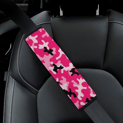 Universal Soft and Comfortable Camo Pink Camouflage Seat Belt Shoulder Pad for Girls and Boys, Most Cars, 2 Pack Seat Belt Covers Cushion Shock Absorption - color: Pattern 702