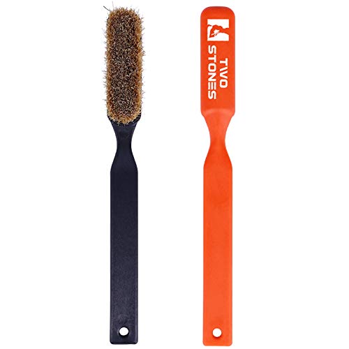 TWO STONES Climbing Chalk Brush with Thick Ultra Durable Boar's Hair Bristles, Bouldering Brush with Ergonomic Handle Portable with Climbing Chalk Bag(Not Included) for Climbing Wall Holds - color: Black+orange