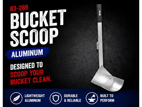 Bon Bucket Scoop Aluminum Material Scoop 6 1/2" x 4 3/4" x 2 1/2" with Clip On Handle for Masonry and Plaster Work