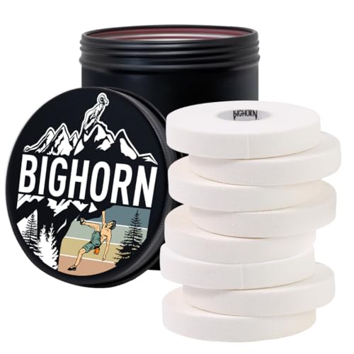 Bighorn Athletics Finger Tape, Male Climber Tin, 0.5" x 45ft, 8Rolls, White | Climbing tape with retro design tape holder for tension support & bouldering. EZ tear, strong adhesive, residue-free. - color: White