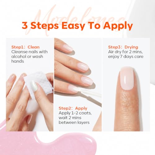 Modelones Nail Strengthener Kits, Milky White Glitter Pink Nude Nail Polish | Nail Repair for Damaged Nails Strengthener and Growth for Thin Weak Damaged Nail Toenails Care Kit Women 4 Pcs Gifts Sets - color: D1-White Pink Nude