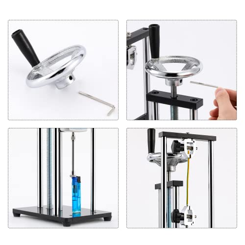 Manual Force Test Stand Hand Wheel Operated 250mm Stroke | For ZMF Force Gauge 2 Pcs Testing Clamps Heavy Duty Base Tension Compression Stability Precise Manual Control