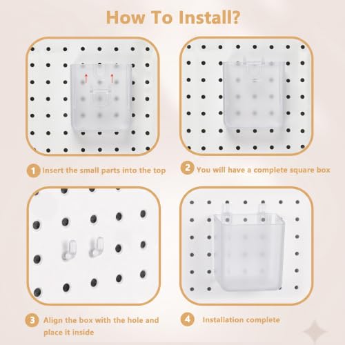 FZK 28-Packs Peg Board Organizer Accessories Kit, Transparent | Includes ABS bins, shelves, book racks, and pegboard hooks, fits standard pegboards, ideal for home, office and craft room - color: Clear