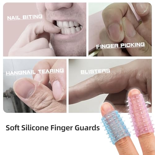 Textured Silicone Finger Covers, Anti Bite Finger Protectors for Skin Picking Nail Biting, 9-Pack Sensory Fidget Finger Sleeves for Anxiety, OCD, Dermatillomania, Adults & Kids