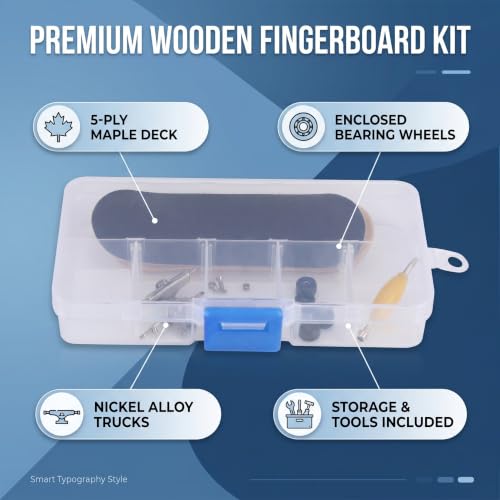 Finger Skateboard Fingerboard Gaming Set, 1Pc Solid Maple Wood Mini Fingerboard Ball Bearing Wheels, Professional Mini Skateboard Fingerboard with Storage Case, Finger Gaming Set
