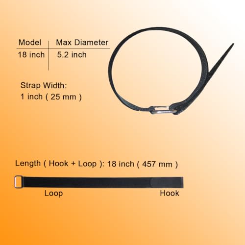 18 inch Extend Cable Strap and Adjustable Securing Strap with Buckle - 12 PCS Reusable Hook and Loop Fastening Nylon Cable Tie Wrap - size: 1 x 18 in