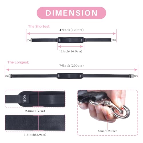 Shoulder Straps 79 inch Adjustable with Thick Soft Fixed Shoulder Pad | with Metal Swivel Hooks for Laptop Bag, Messenger Bag, Tool Bag, Camera,Luggage,for Mens and Womens - color: Black