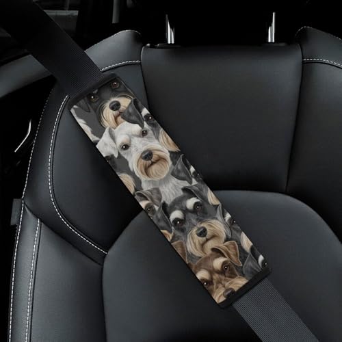 2 Pack Universal Fit Car Seat Belt Pad for Adult Use, All Vehicles, Schnauzer Dog Seat Belt Covers Cushion, Anti-Slip Pad - color: Pattern 476