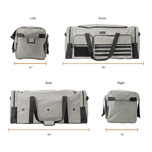 Fitdom 130L 36" Extra Large Sports Gym Equipment Travel Duffle Bag | Heavy Duty, Adjustable Shoulder Strap, 7 Compartments, Perfect for Soccer Baseball Basketball Hockey Football, Team Coaches - color: Silver Grey