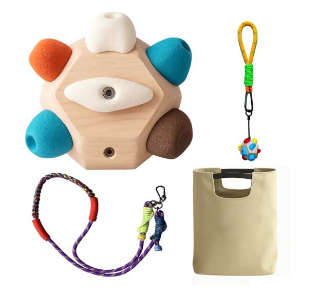Handcrafted Boulder Block Build Strength and Precision 3D Climbing Ball for Training Simulated Rock Wall Holds Portable Gear Gifts Rocks Climbers Block Anywhere(Size:Lasso + climbing ball + storage ba - size: Lasso + climbing ball + storage bag