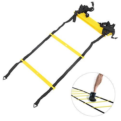 12 Rungs Running Competition Football Training Ladder, Soft Agile Speed Ladder with Reinforced Belt, Adjustable Rung Spacing for Warm Up Exercise, Coordination Training, Includes