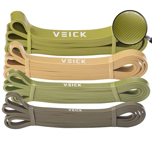 VEICK Pull Up Assist Resistance Bands for Home Gym | 100% Natural Latex, Non Slip Leather Texture, Space Saving, Versatile for Full Body Training, Home Gym - color: Green Set of 4 (0.3-1.1in)