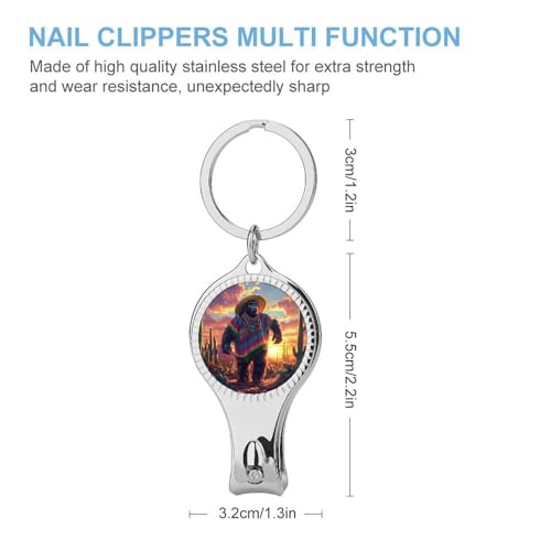 Guardian Bigfoot Sasquatch Nail Clipper with File Portable Metal Fingernail with Key Ring for Traveling Home Office