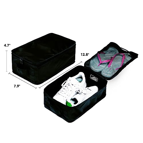 JJ POWER Travel Shoe Bags, Foldable Waterproof Shoe Pouches Organizer-Double Layer (Black, 2 Packs) - color: Black, size: 2 Packs