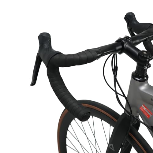 BD13 Bike Handlebar Tape, EVA Road Bike Bar Tape with Shock Absorbing Cushioning, Anti-Slip Bicycle Handlebar Wrap, Heavy-Duty Acrylic Double Sided Tape, End Plugs (Black) - color: black