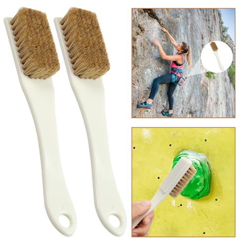 BLMHTWO 2PCS Climbing Brush, Sturdy Rock Climbing Brush with Thick Ultra Durable Boar's Hair Bristles Bouldering Brushes Climbing Chalk Brushes for Indoor Rock Outdoor Mountain