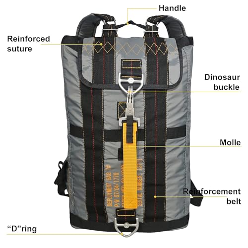 Military Tactical Backpack with Parachute Buckles, Nylon Daypack | Built for men and women for travel, outdoor hiking, camping, trekking, climbing, college, and daily carry - color: Grey