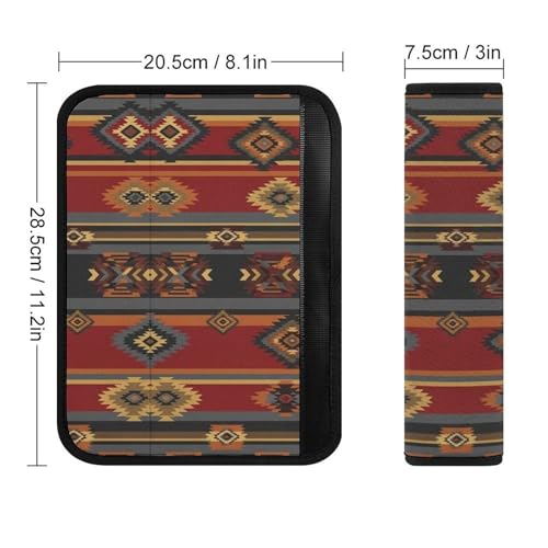 2 Pack Geometric Tribal Aztec Red Car Seat Straps Shoulder Pads Breathable Shoulder Protector for Elderly Support, Most Cars, Pressure Relief - color: Pattern 172
