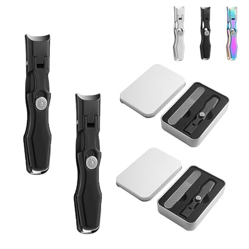 Nail Clippers, Stainless Steel Nail Clippers, Portable for Thick Nails - color: 2black