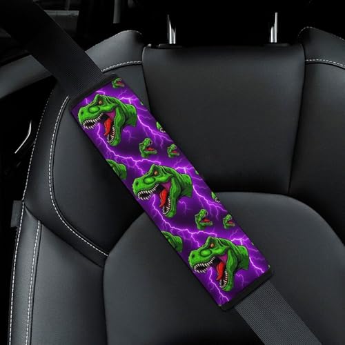 2 Pack Universal Fit Seat Belt Cover for Child, Stroller Pushchair High Chair, T Rex Jurassic Dinosaurs Automotive Seat Belt Protector, Pressure Relief - color: Pattern 1214