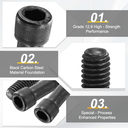 PATIKIL 5/16"-18 x 2-1/2 Socket Head Cap Screws Bolts, 10Pcs Carbon Steel Hex Head Metric Screws for Door Road Bicycle Mountain Bike Auto Ship Communication Equipment, Black - size: 5/16"-18 x 2-1/2
