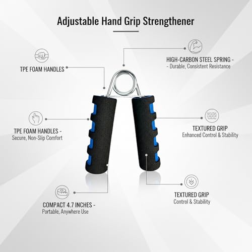 Adjustable Hand Grip Strengthener with Ergonomic TPE Foam Handles for Forearm & Finger Exercise - color: Black