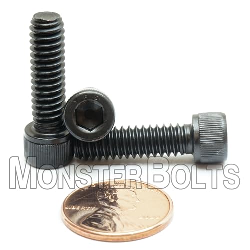 MonsterBolts - 1/4"-20 x 7/8" Socket Head Screws, ASTM A574, Alloy Steel, Black Oxide, 10 Pack - size: 0.875 In. (7/8")
