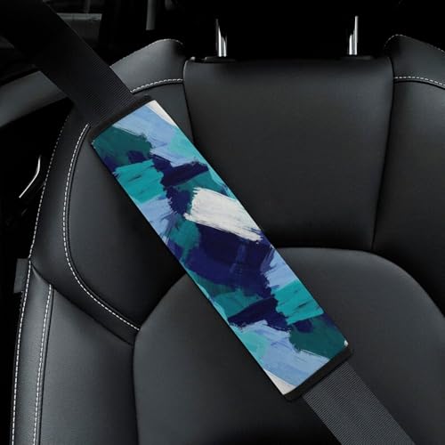 2 Pack Teal Grey Turquoise Blue Abstract Art Seat Belt Shoulder Pad Breathable Shoulder Harness Cover for Child, All Vehicles, Neck and Shoulder Support - color: Pattern 95