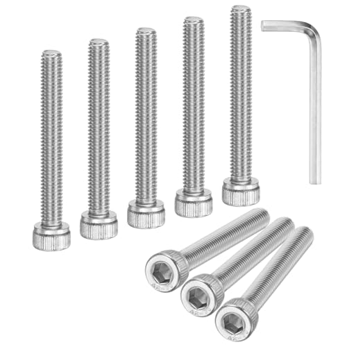 M METERXITY 20-Pack M5 x 55mm Socket Head Cap Screws, 304 Stainless Steel Hex Machine Bolts, Allen Socket Drive Screw with Hex Wrench for Repair/DIY, Fully Threaded Fasteners Kit [Silver] - size: M5 x 55mm